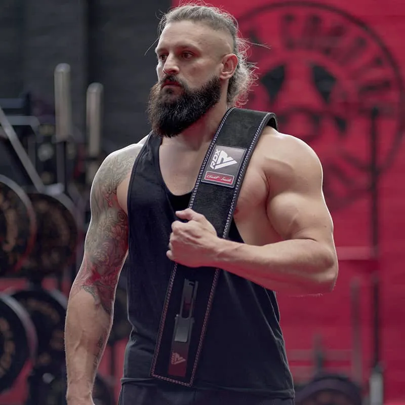 RDX Cintura Powerlifting Palestra Pelle Nera 4 Pollici