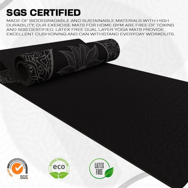 RDX D5 tappetino yoga TPE 6mm nero antiscivolo