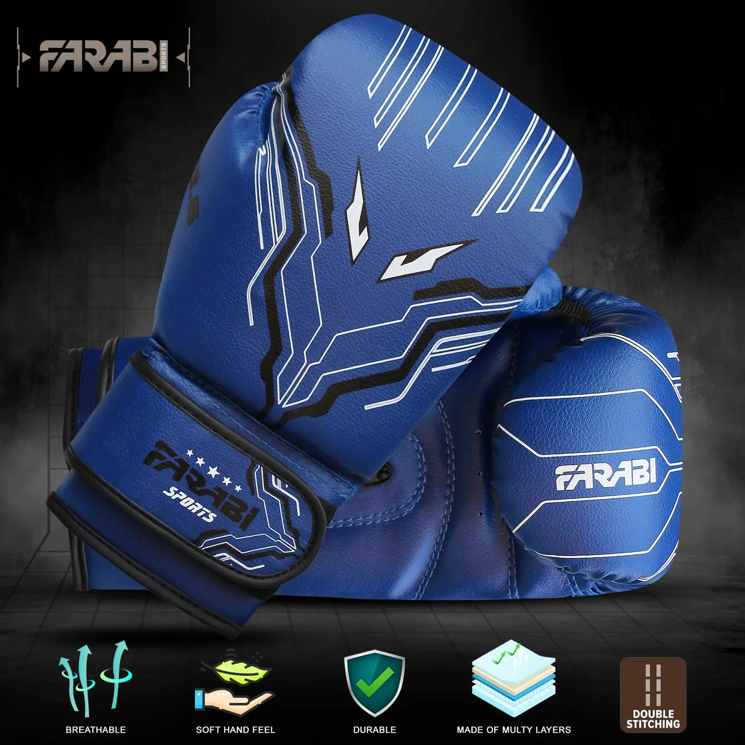 Farabi Sports FK-3.6 guantoni boxe bimbo 6 oz blu
