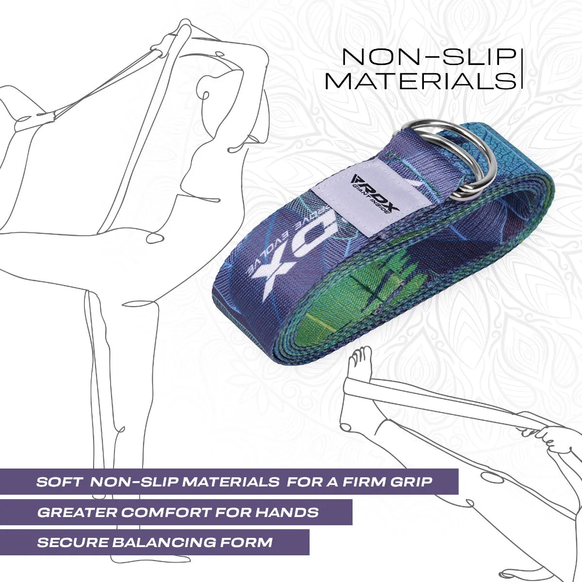 RDX F10 Cinghia Yoga Cotone Multi Color antiscivolo