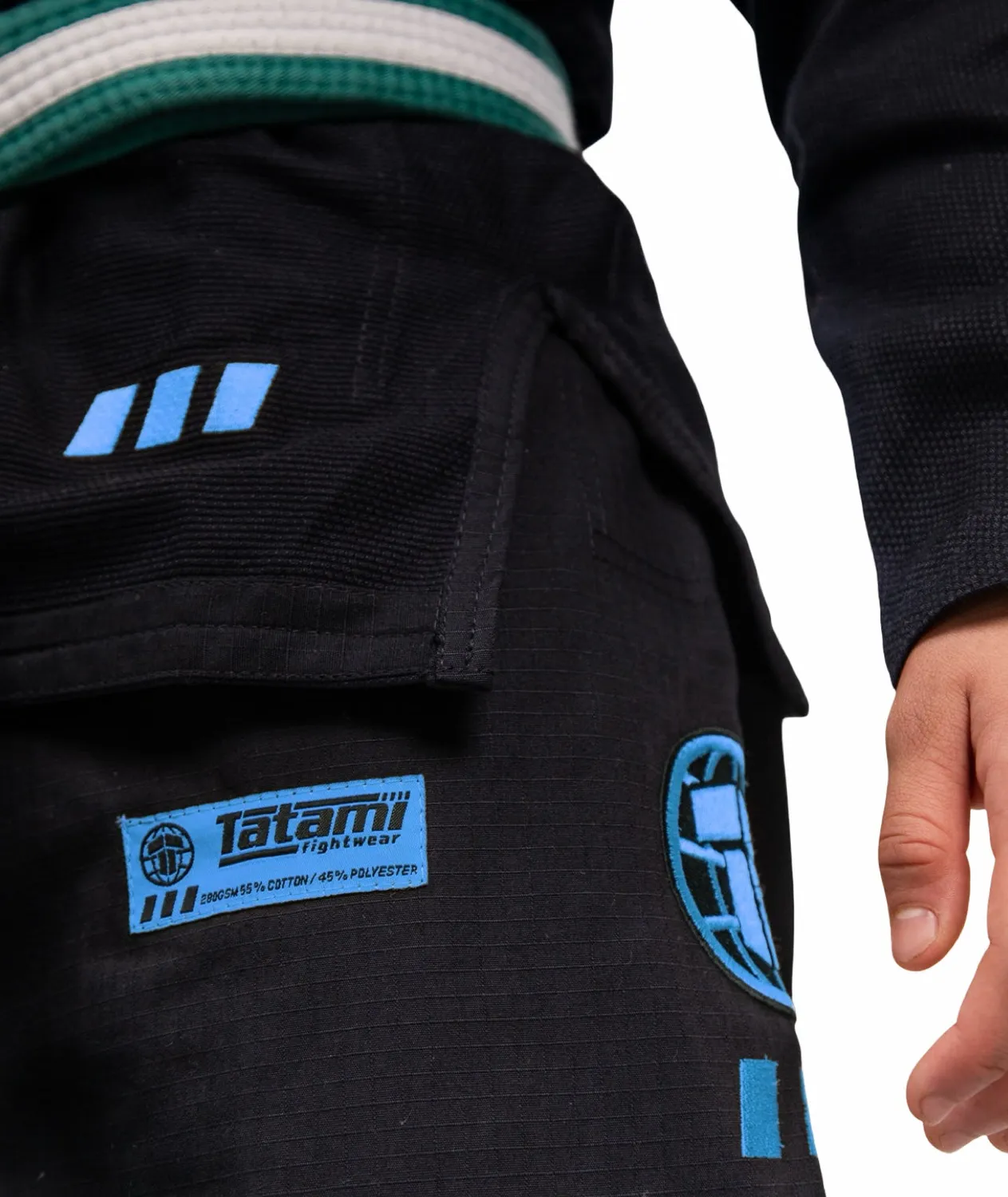 Tatami Fightwear Kids Pro Series kimono BJJ nero azzurro M1