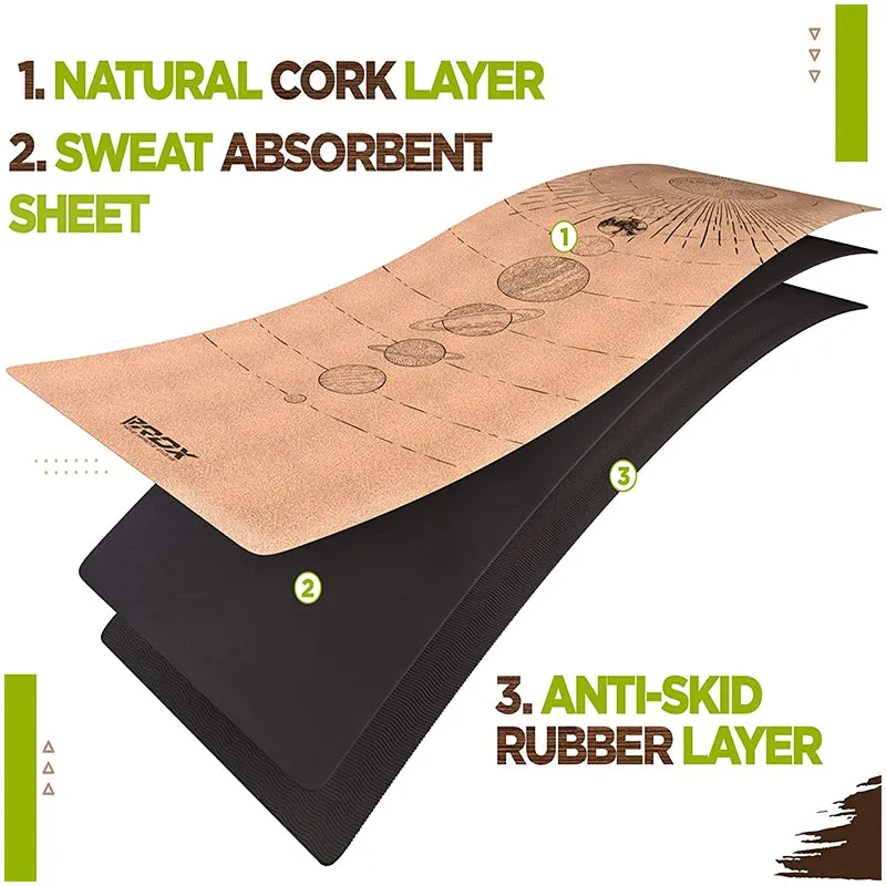 RDX D4 Tappetino Yoga Sughero 6mm Marrone Antiscivolo