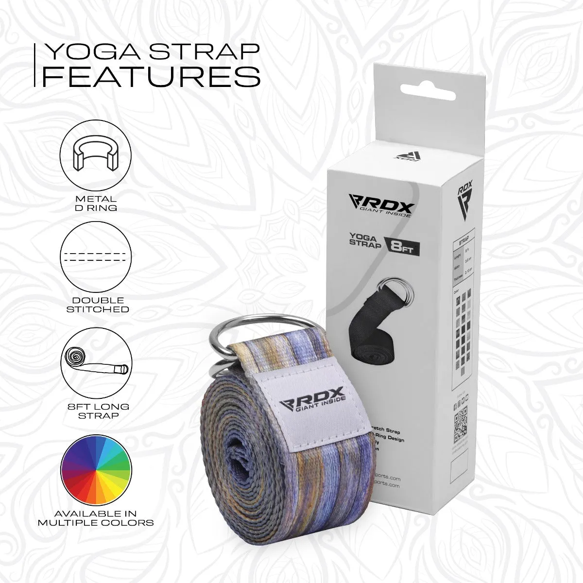 RDX F1 Cinghia Yoga Cotone Multicolor 244cm D-Ring
