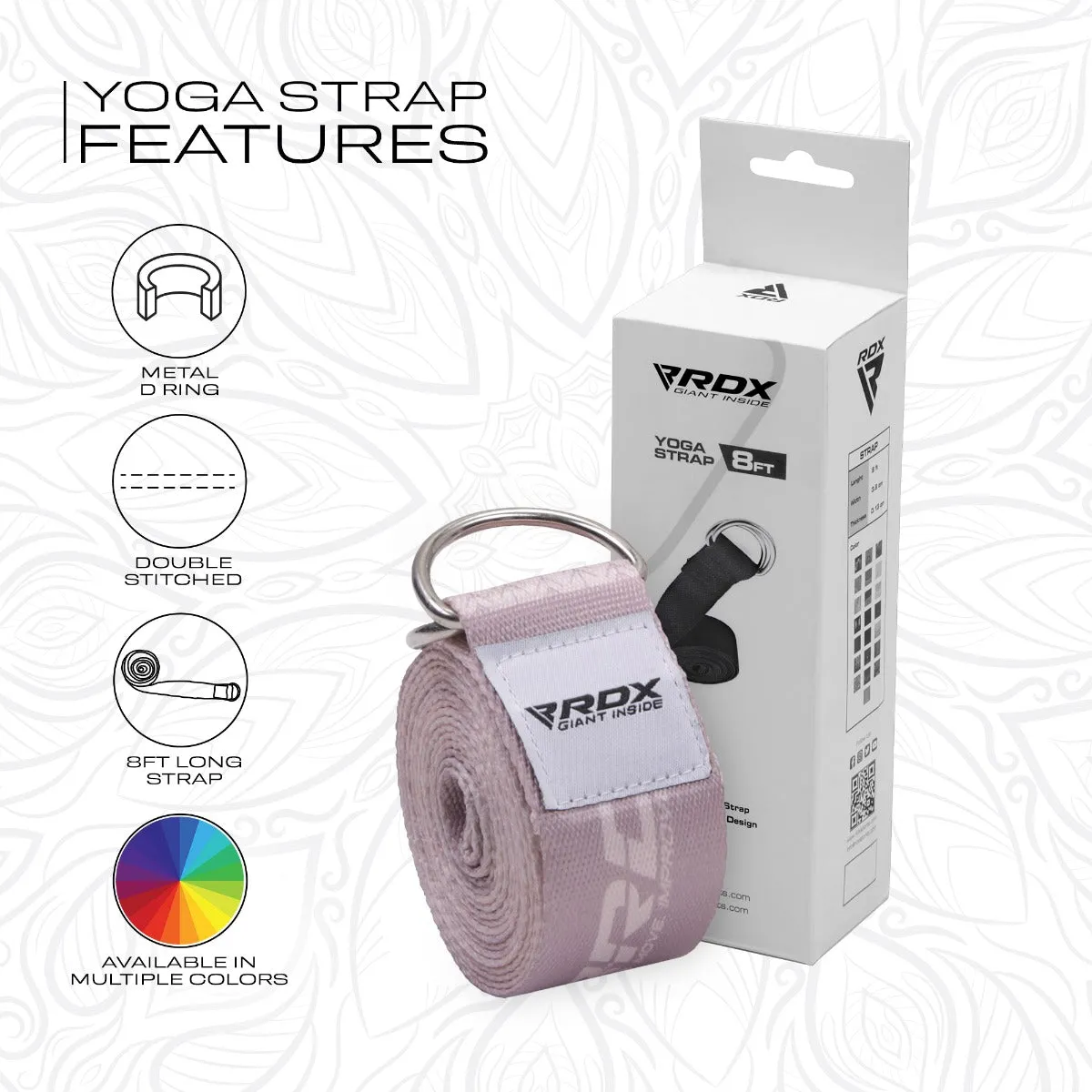 RDX F22 cinghia yoga cotone rosa 8 piedi