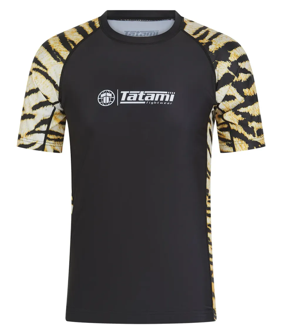 Tatami Fightwear Recharged rash guard uomo gialla tigre maniche corte