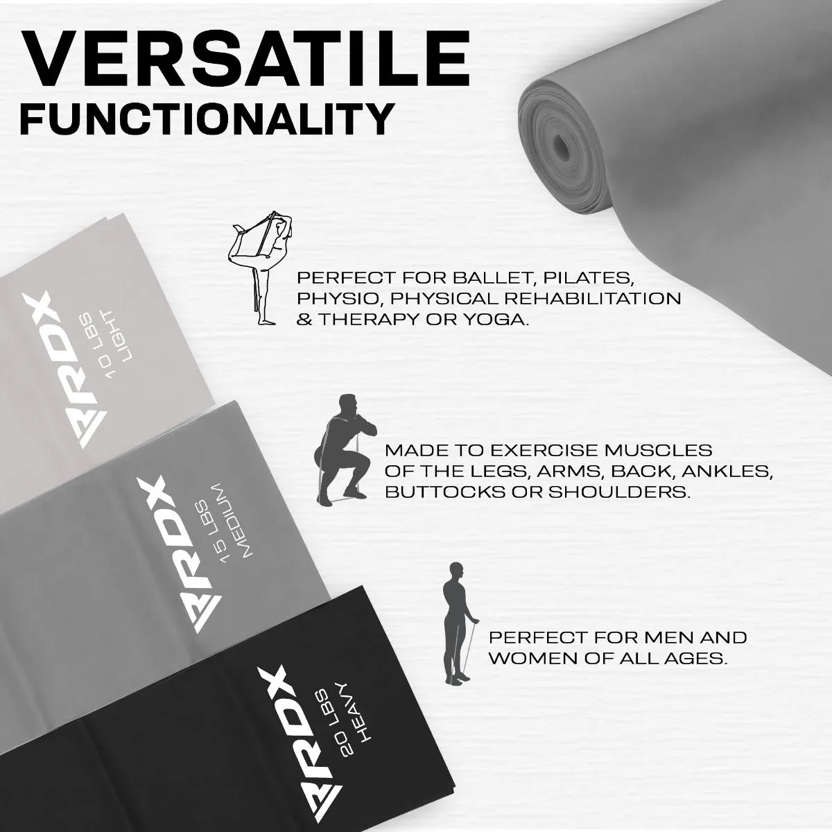 RDX B2 Fasce Elastiche Piatte TPE 3 Pezzi 150 cm
