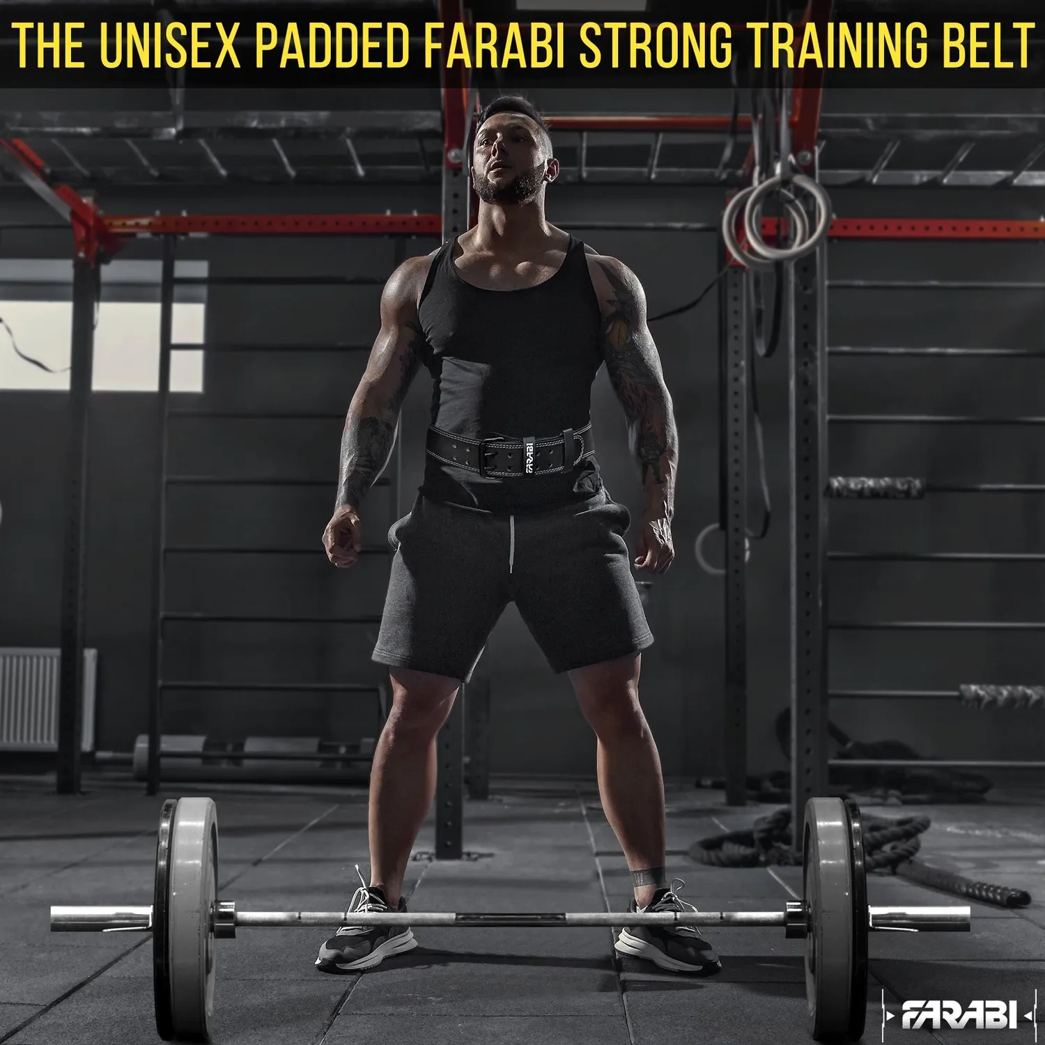 Farabi cintura palestra pelle vera powerlifting L 4"