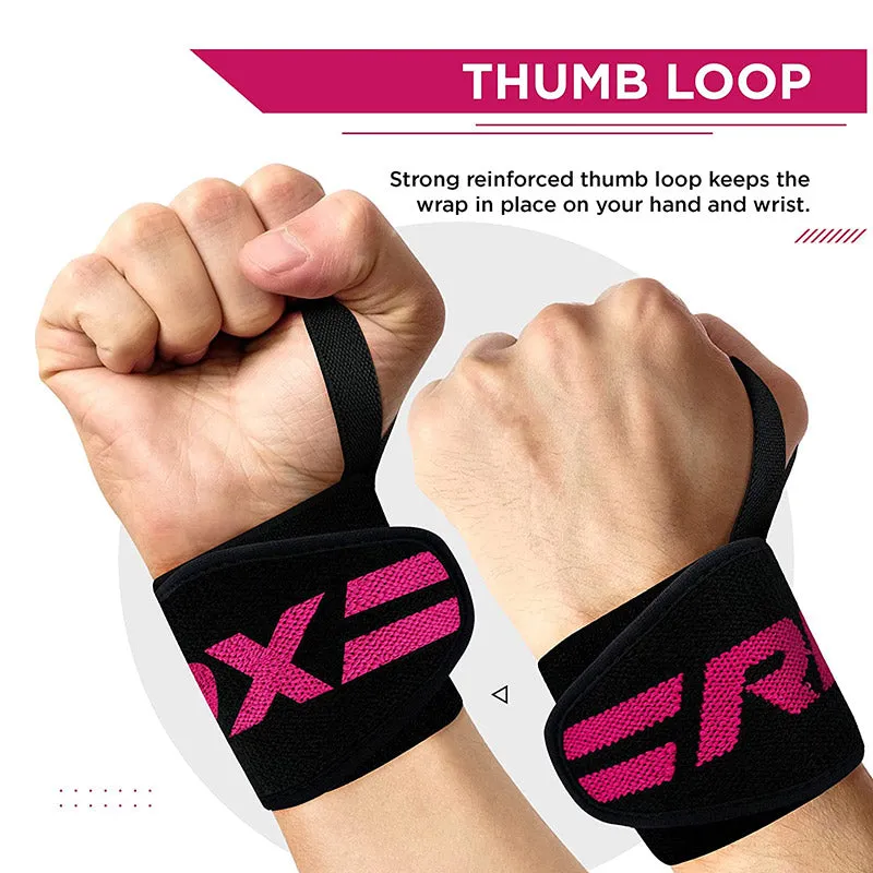 RDX W2 Polsini polso bodybuilding rosa elastici