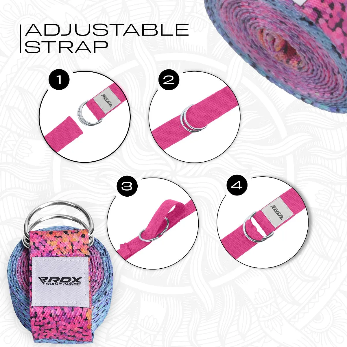 RDX F20 Cinghia Yoga Cotone Antiscivolo Multicolor