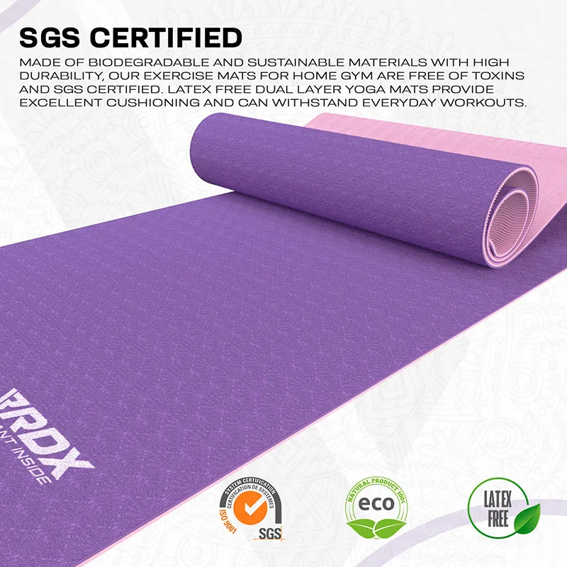 RDX CU Tappetino Yoga TPE 6mm Viola con Borsa