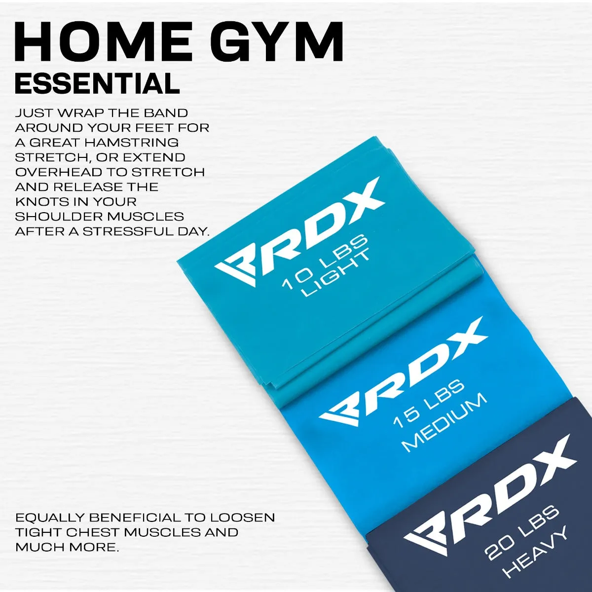 RDX B3 Fasce Elastiche Resistenza Set 3 Pezzi Blu TPE