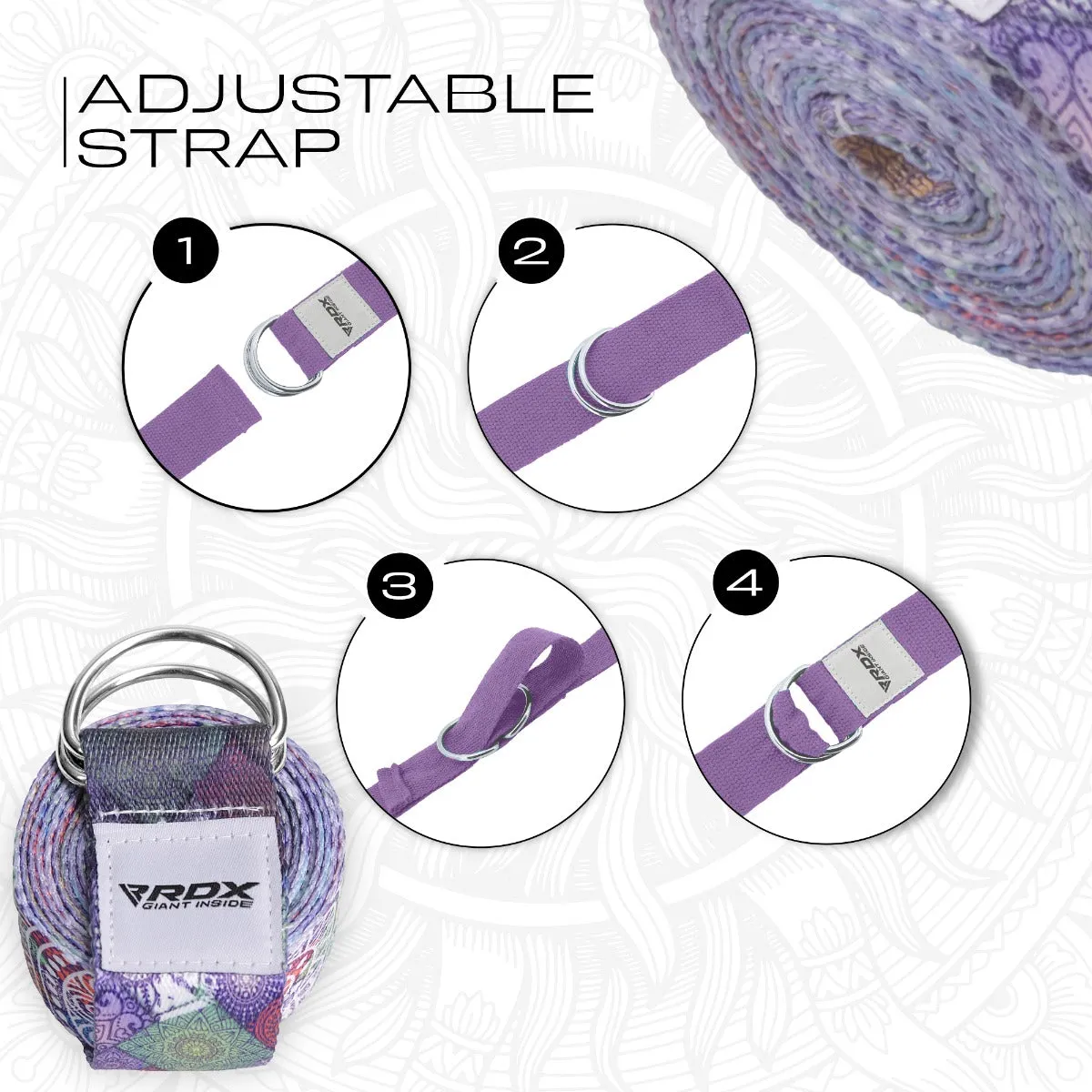 RDX F9 Cinghia Yoga Cotone Multicolore Antiscivolo