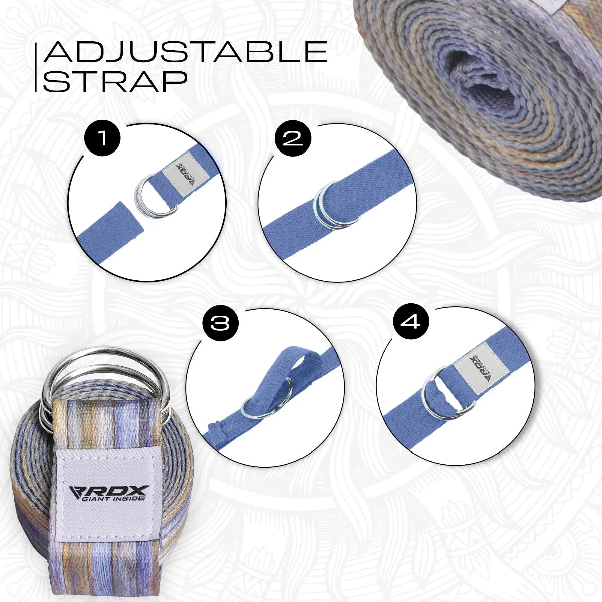 RDX F1 Cinghia Yoga Cotone Multicolor 244cm D-Ring