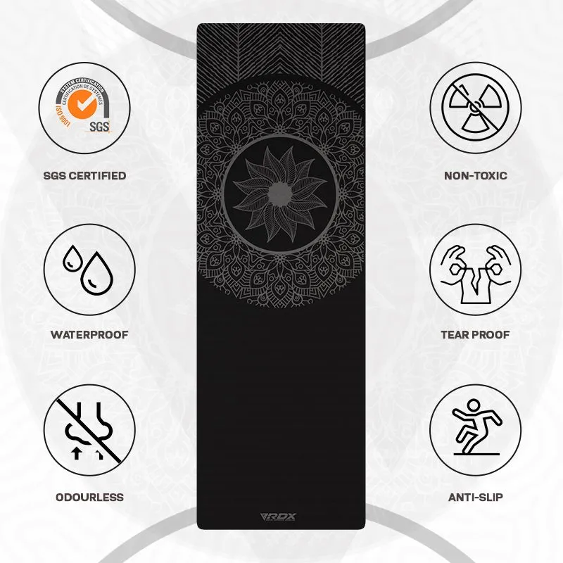 RDX D5 tappetino yoga TPE 6mm nero antiscivolo