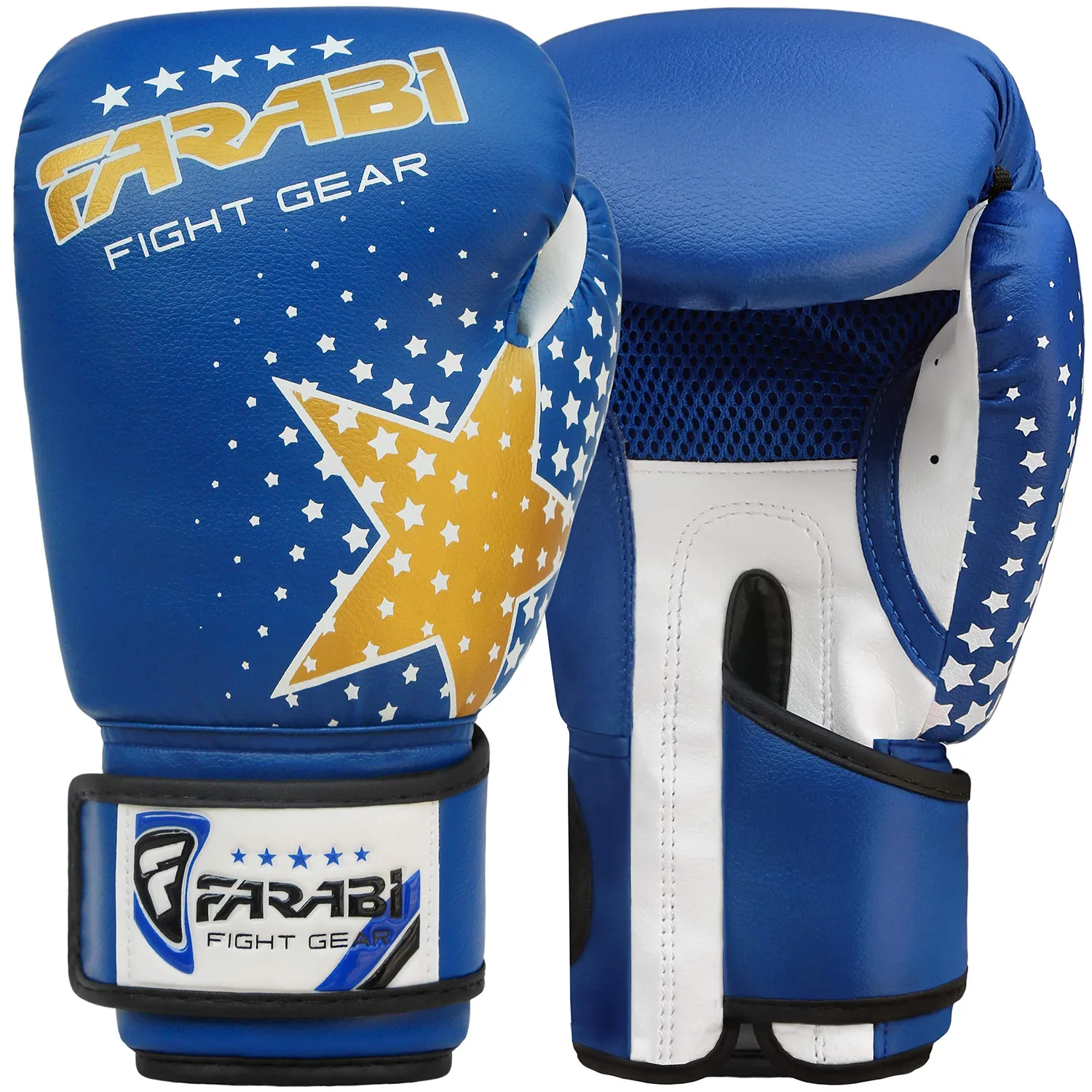 Farabi Guantoni Boxe Bambini 6 oz Blu Rete