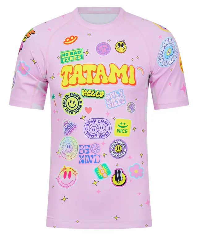 Tatami Sticker Bomb rash guard rosa manica corta