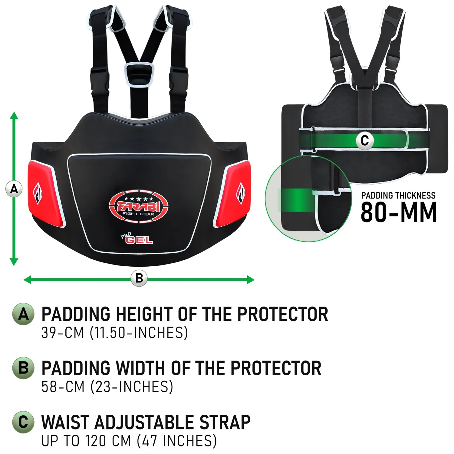 Farabi Body Shield corazza addome Rosso Nero imbottita