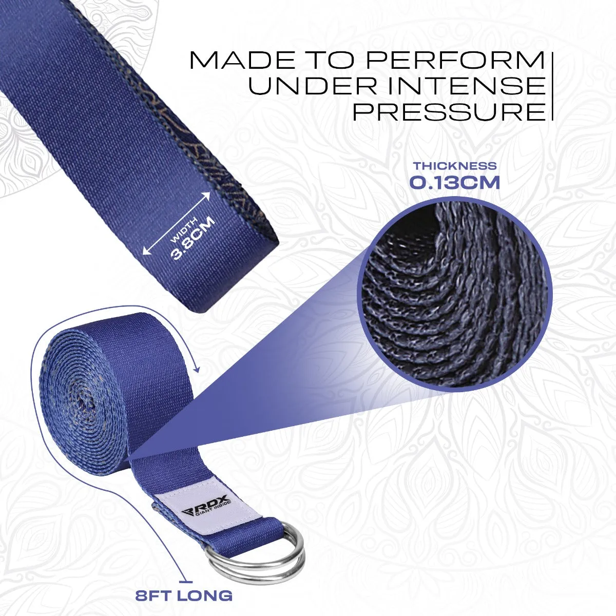 RDX F16 Cinghia Yoga Cotone Blu 244 cm Antiscivolo