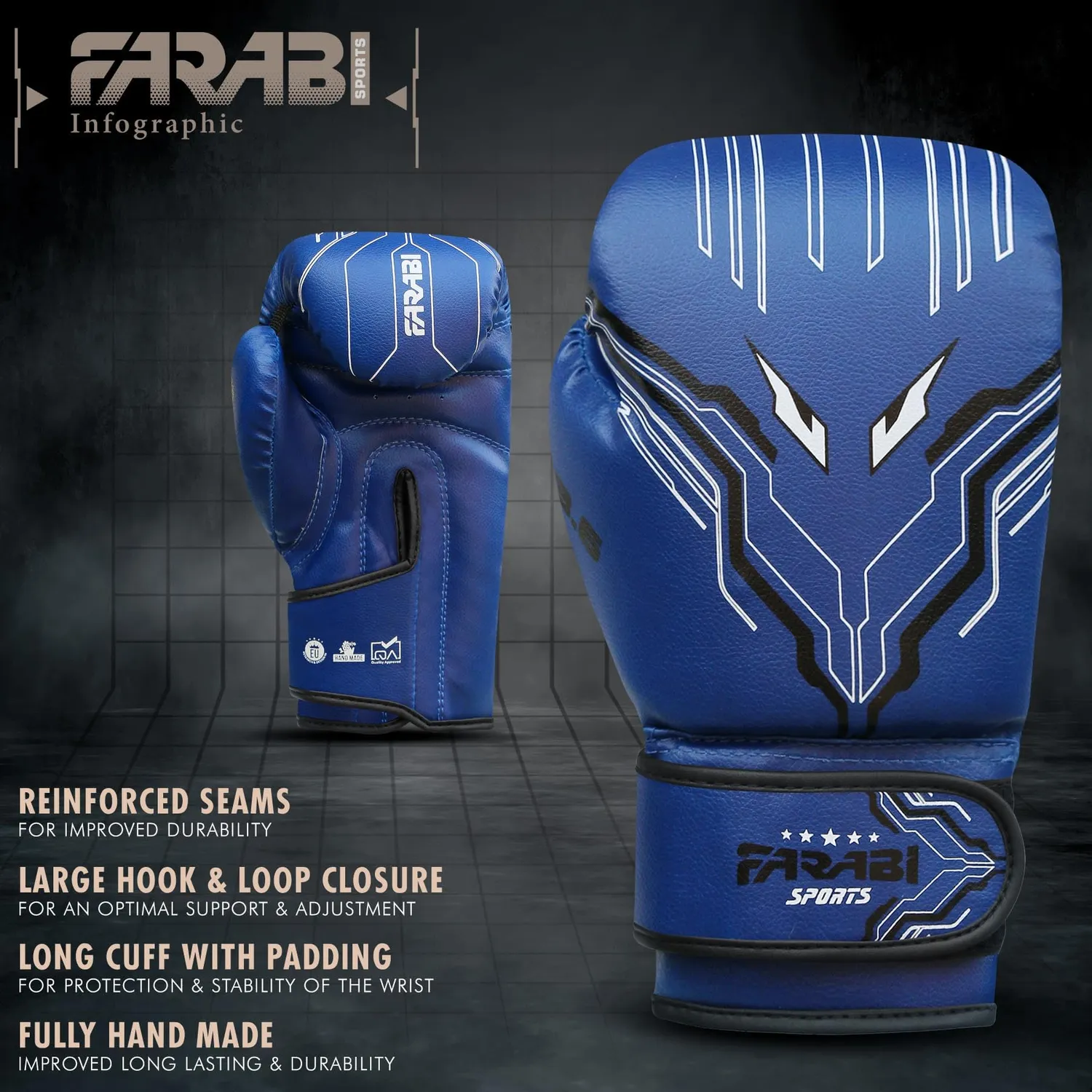 Farabi Sports FK-3.6 guantoni boxe bimbo 6 oz blu