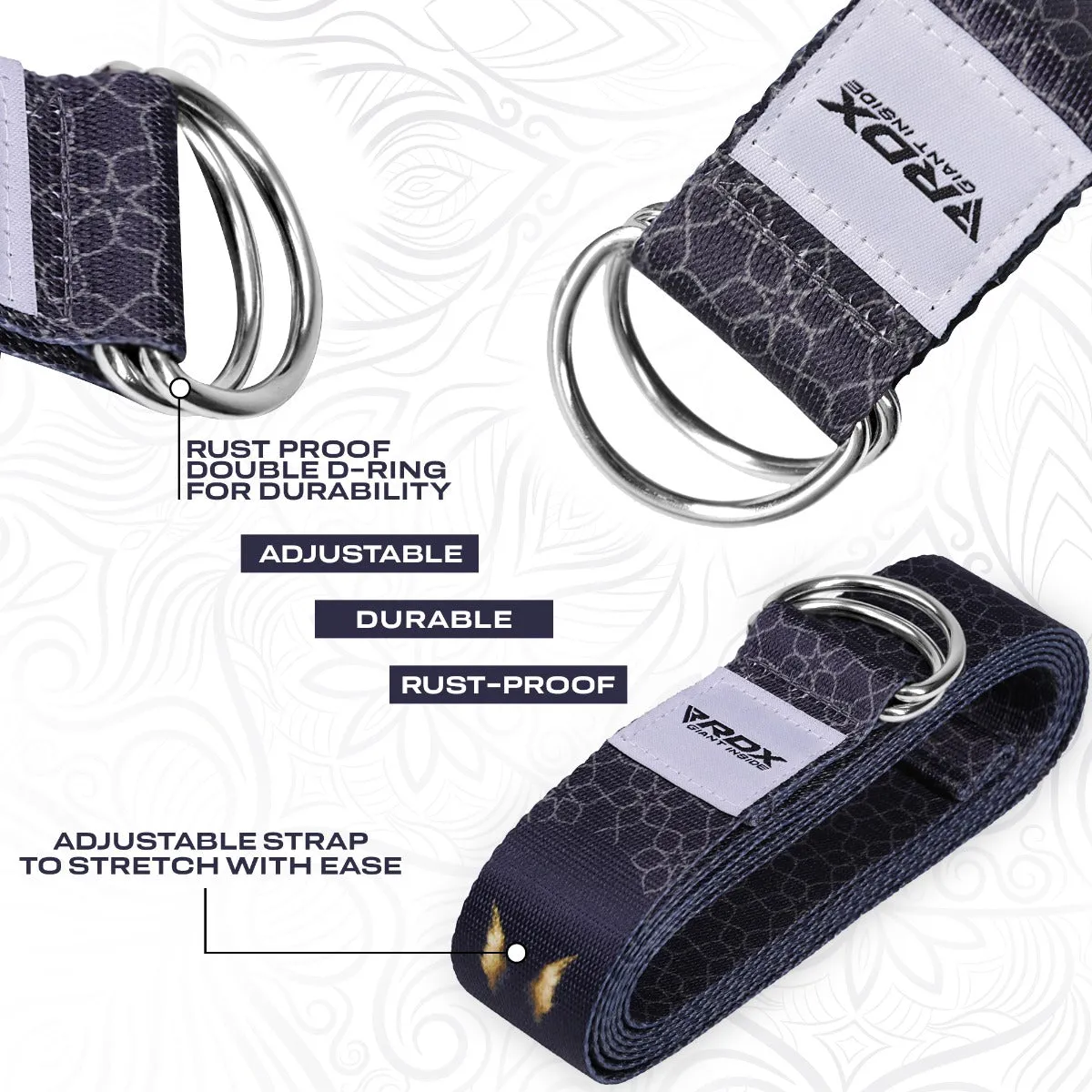 RDX F8 Cinghia Yoga Cotone Blu Antiscivolo