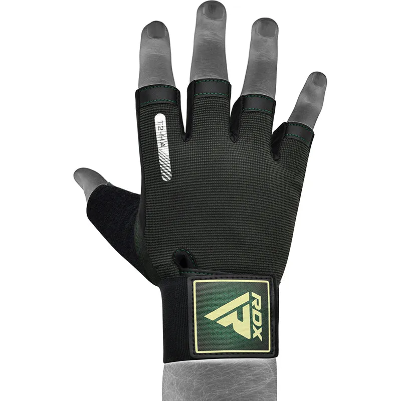 RDX T2 guanti palestra mezze dita con polsiera