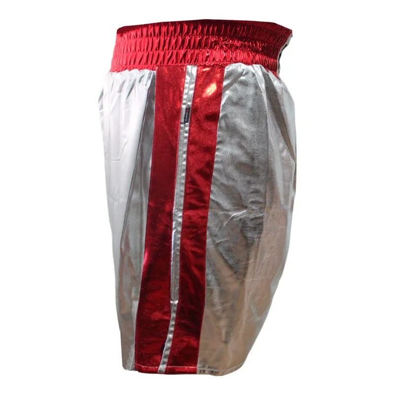 Cleto Reyes Silver Skin pantaloncini boxe M argento rosso lycra
