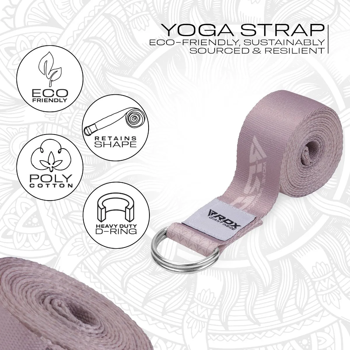 RDX F22 cinghia yoga cotone rosa 8 piedi