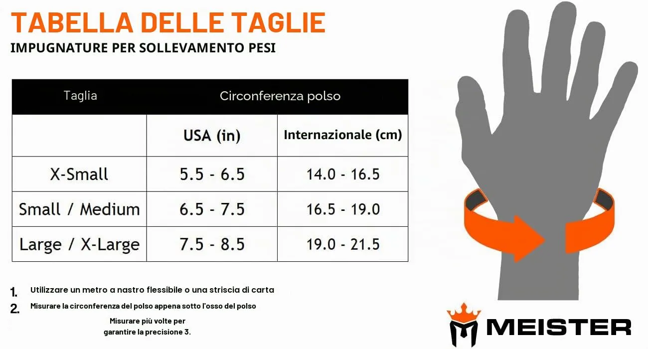 Meister Elite guanti sollevamento pesi pelle XS