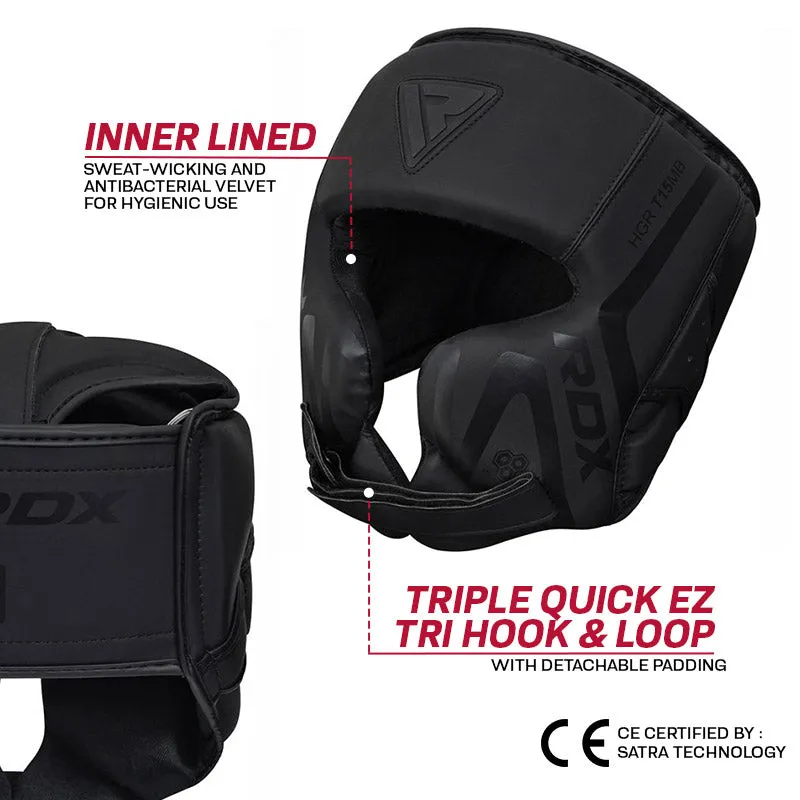 RDX T15 Noir Casco Boxe Nero Imbottito