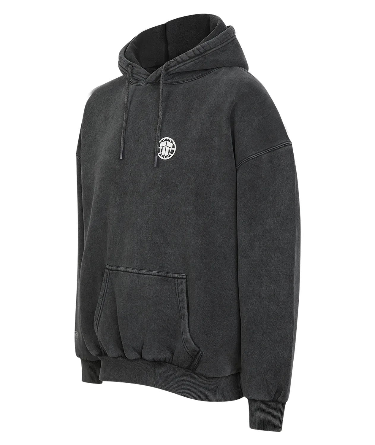 Tatami Globe Stonewashed Hoodie felpa white on grey cotone