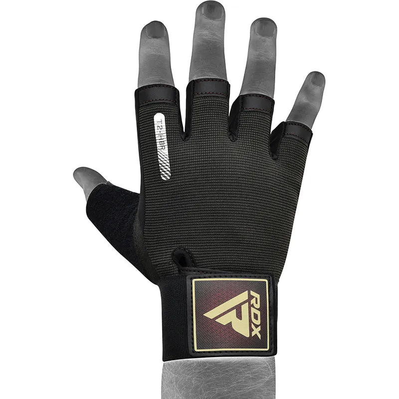 RDX T2 guanti palestra mezze dita con polsiera