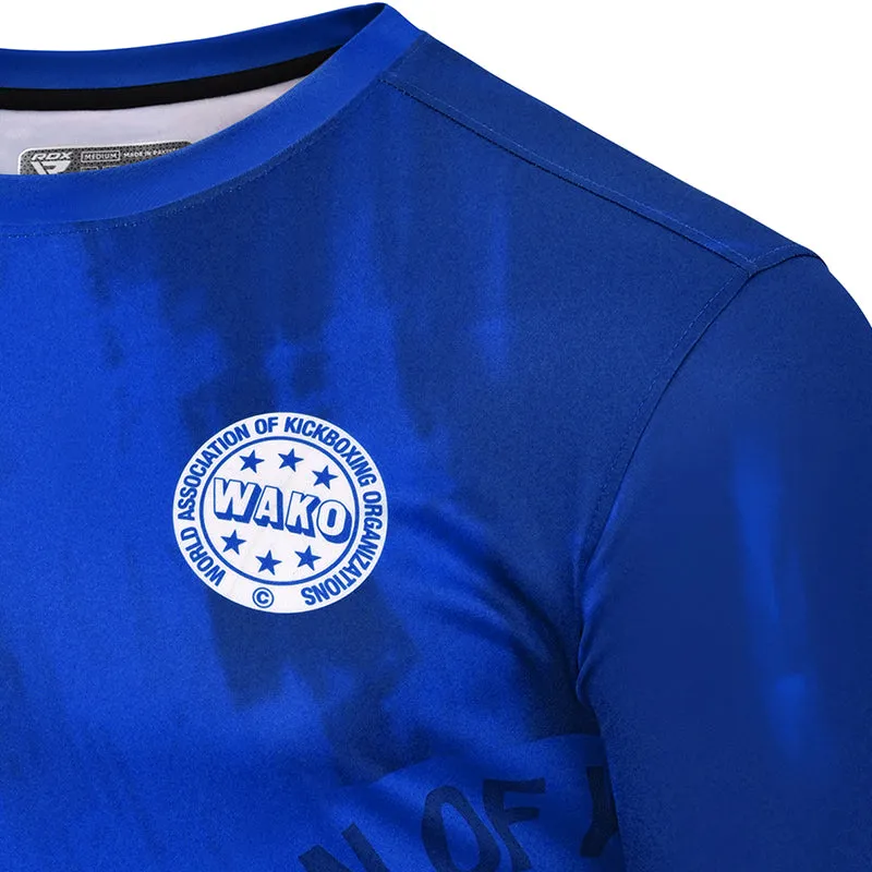 RDX WAKO T1 T-Shirt Kickboxing Blu Traspirante