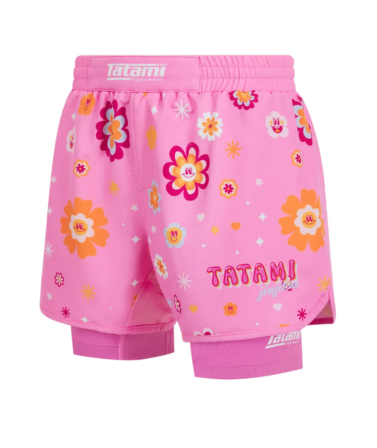 Tatami Flower Power shorts ibridi rosa compressione