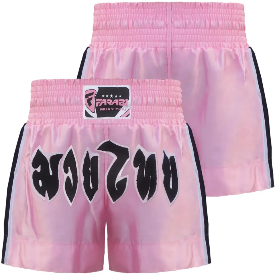 Farabi Muay Thai Pantaloncini thaiboxe rosa XXS satin