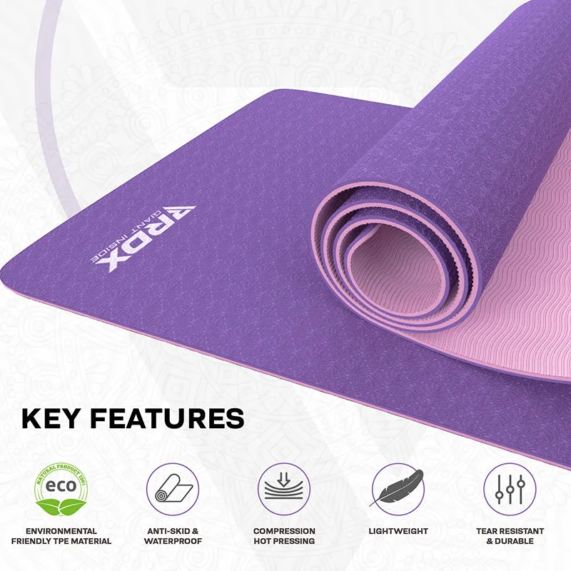 RDX CU Tappetino Yoga TPE 6mm Viola con Borsa