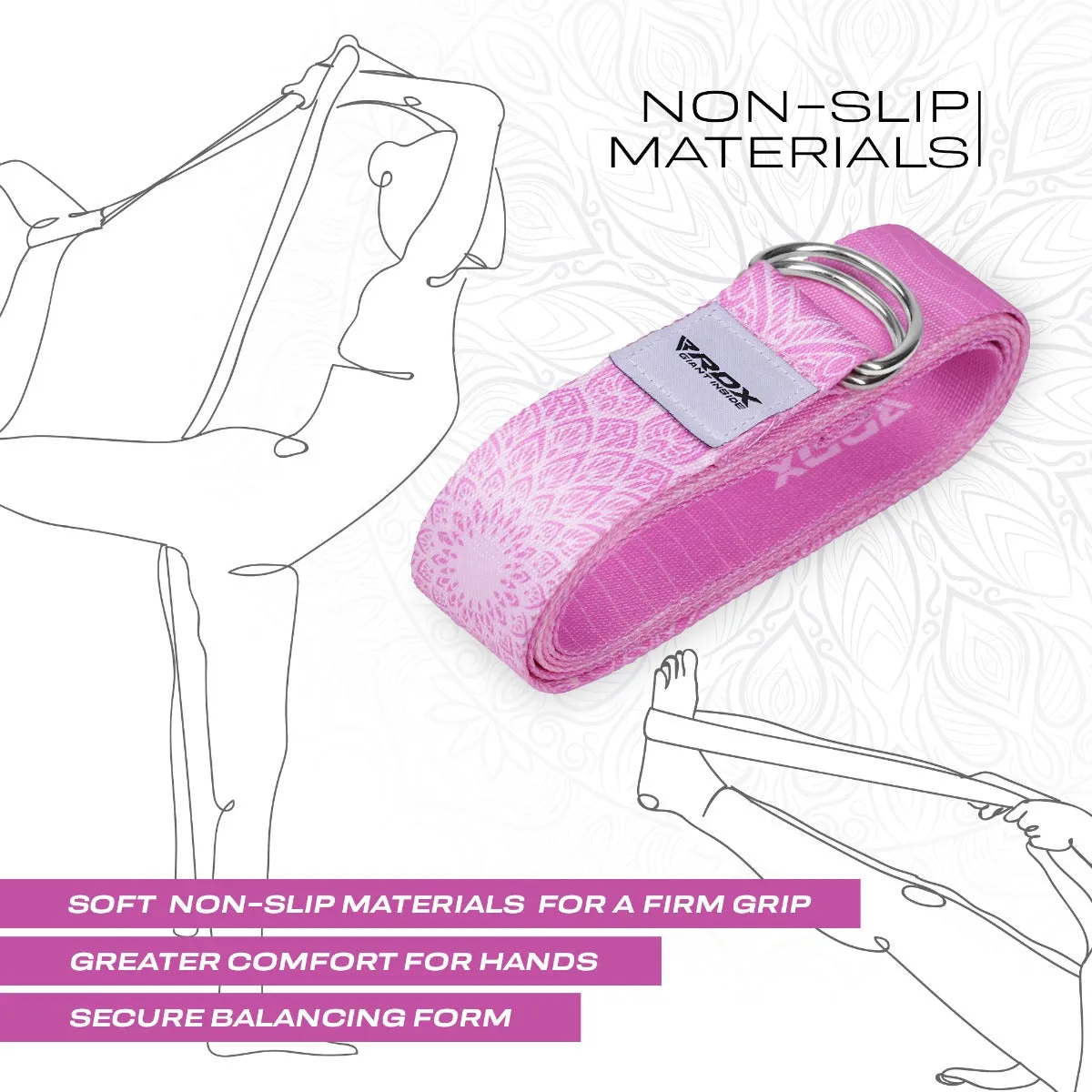RDX F13 Cinghia Yoga Cotone Rosa 244cm D-Ring