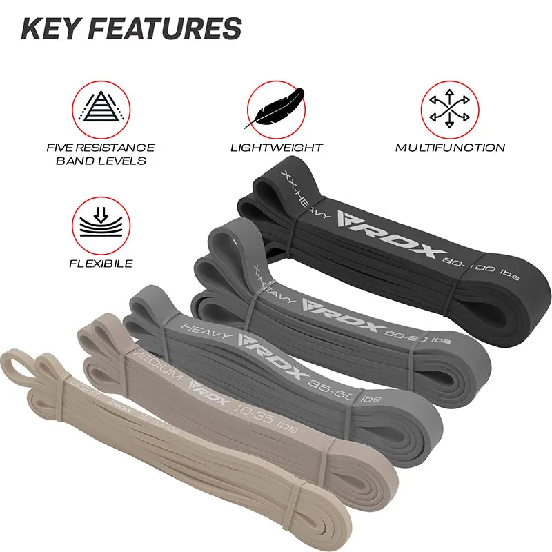 RDX MG 5-in-1 banda elastica resistenza multicolor 5 pezzi lattice