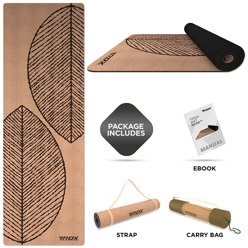 RDX D3 Tappetino Yoga Sughero 6mm Marrone Antiscivolo