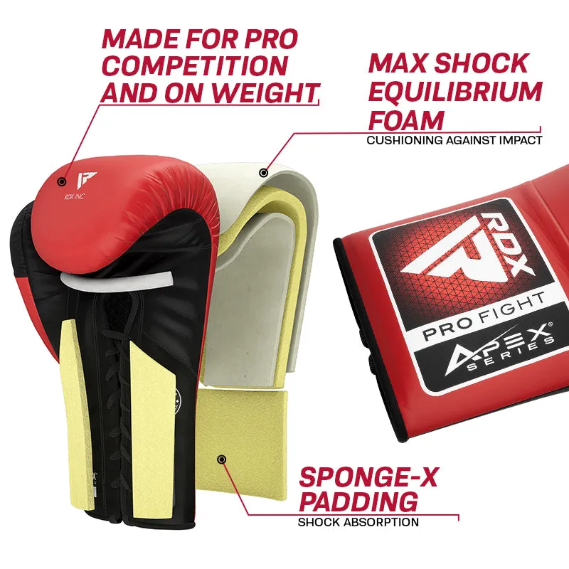 RDX Apex A3 Pro guantoni boxe lacci 10oz rossi