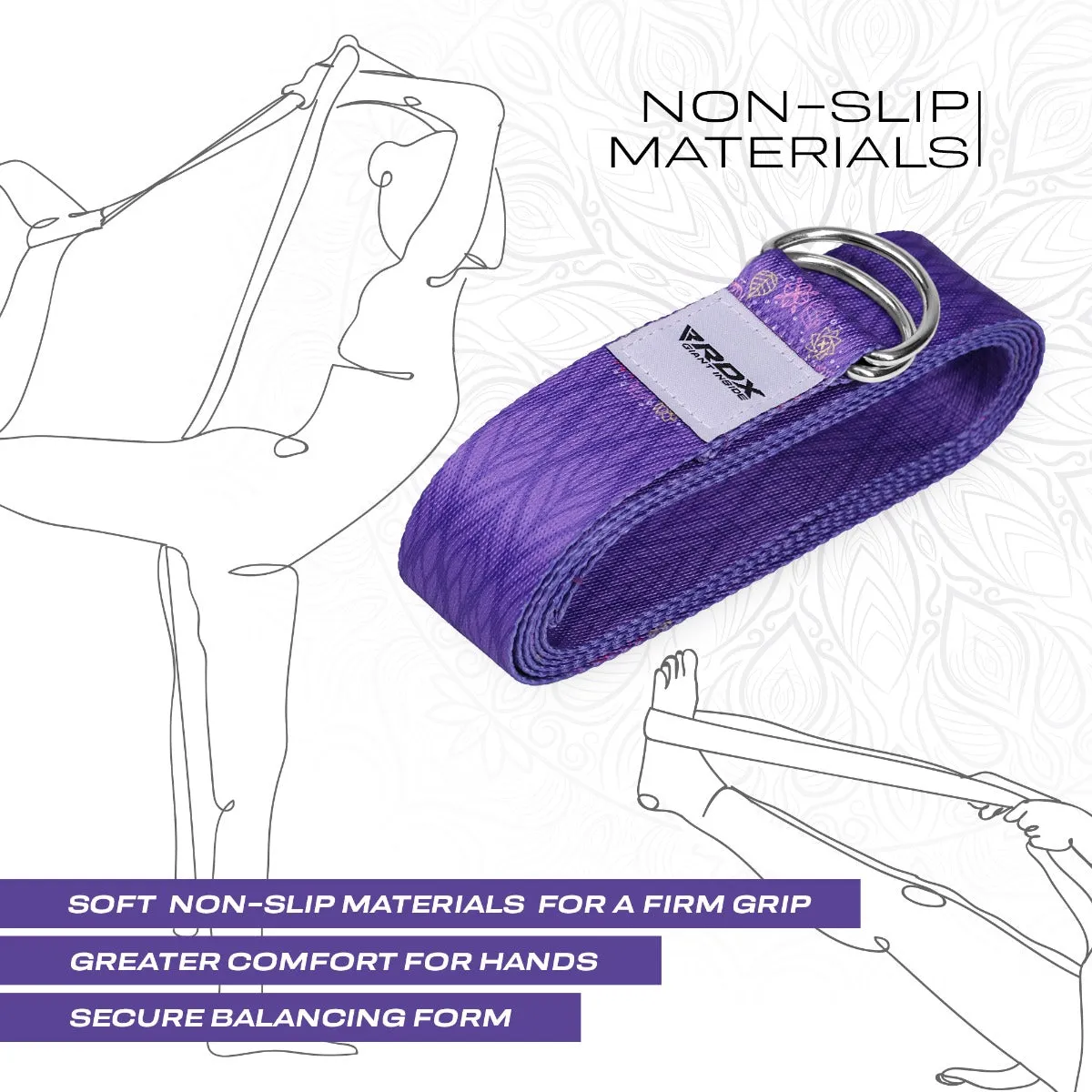 RDX F7 cinghia yoga cotone viola antiscivolo