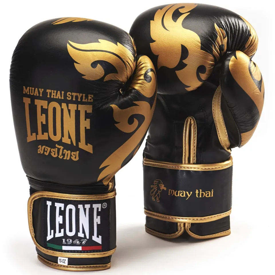 Leone 1947 Maori Guanti boxe neri 16 OZ pelle