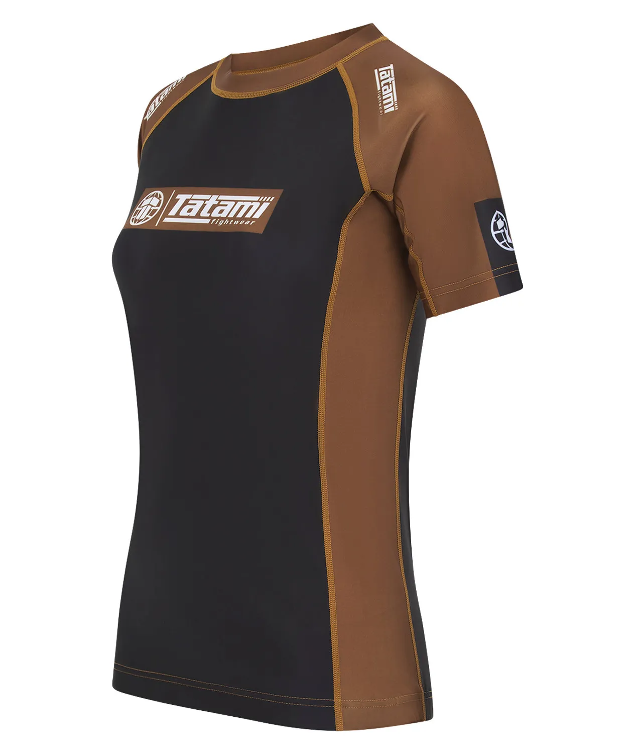 Tatami IBJJF Ranked rash guard donna marrone manica corta