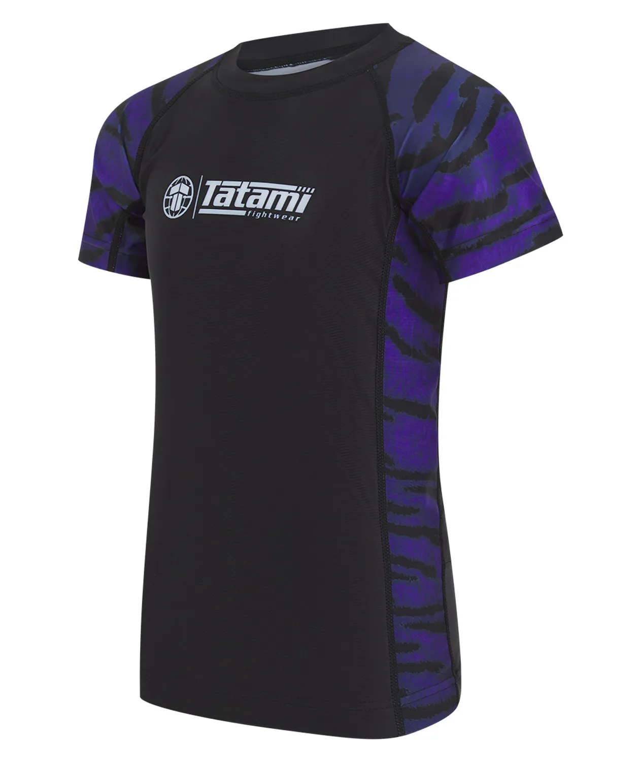Tatami Fightwear Recharged Purple Tiger rash guard bambino manica corta