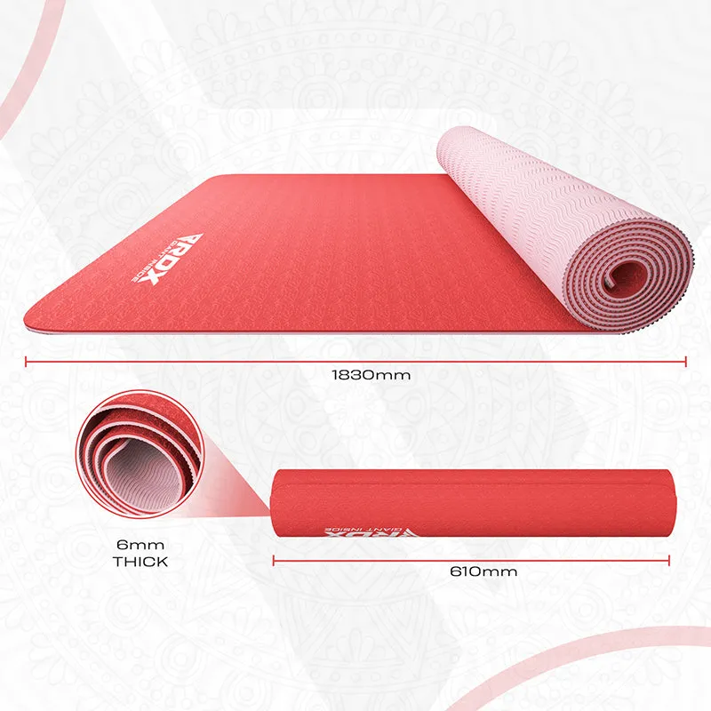 RDX PP Tappetino Yoga TPE 6mm Rosso 183x61