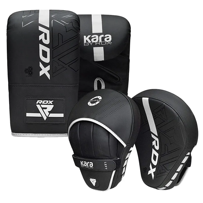 RDX F6 Kara Set Guanti Sacco + Colpitori Focus Nero