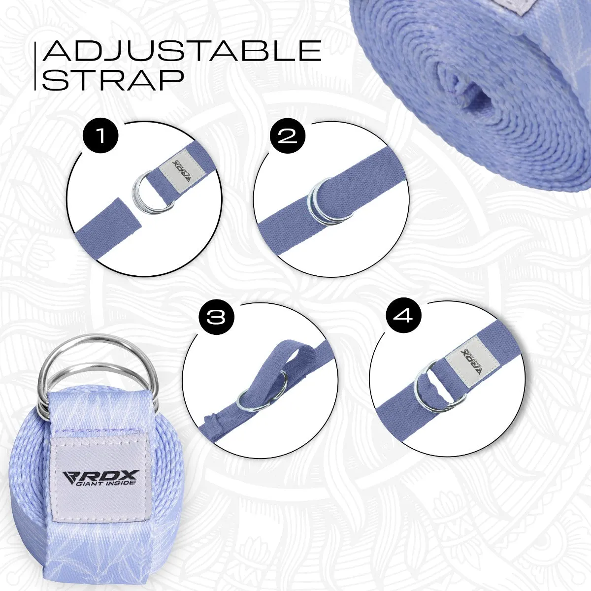RDX F17 Cinghia Yoga Cotone Antiscivolo Blu 244 cm
