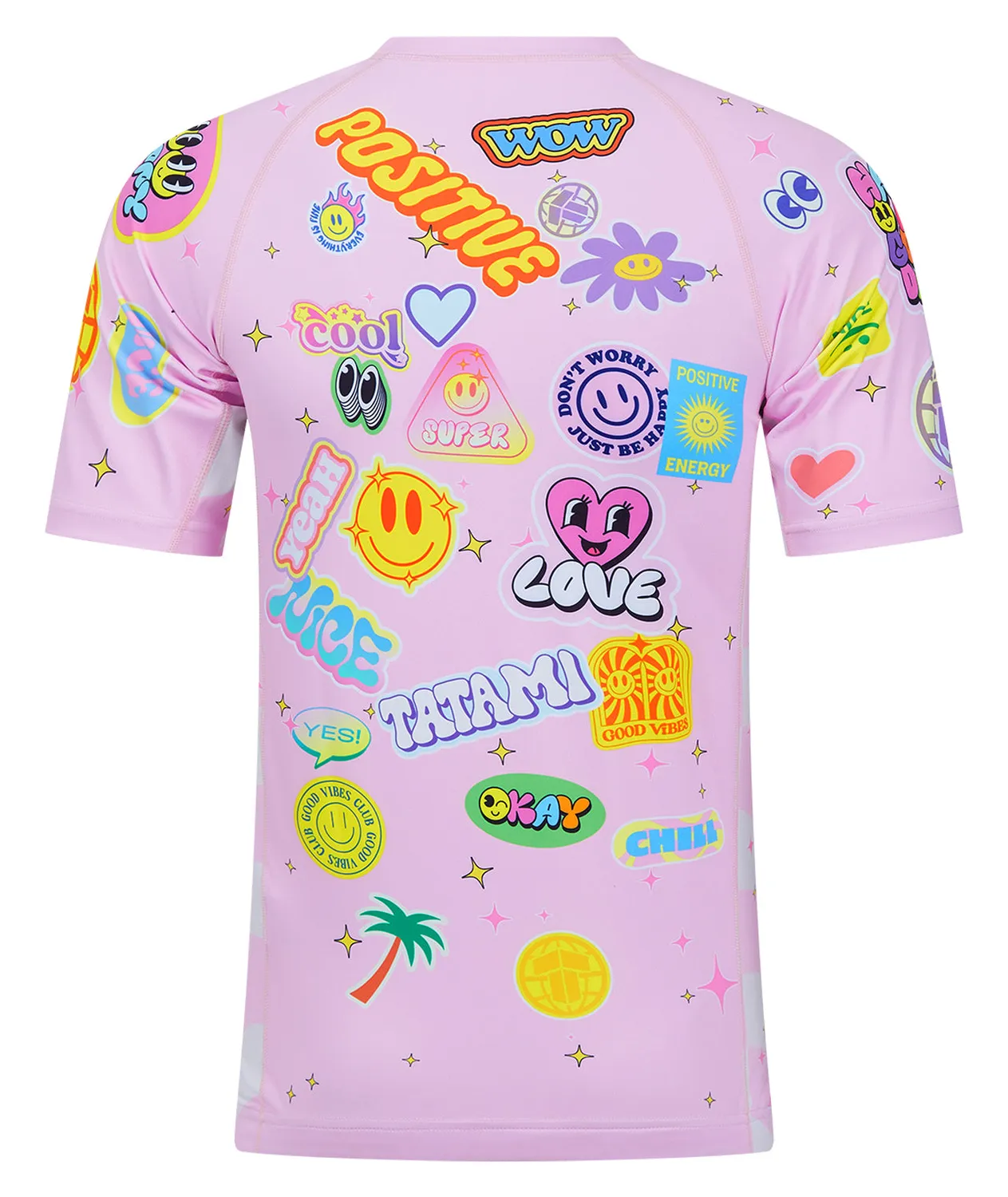 Tatami Sticker Bomb rash guard rosa manica corta