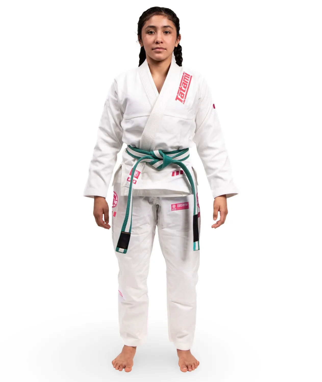 Tatami Kids Pro Series kimono BJJ bianco rosa bimbo