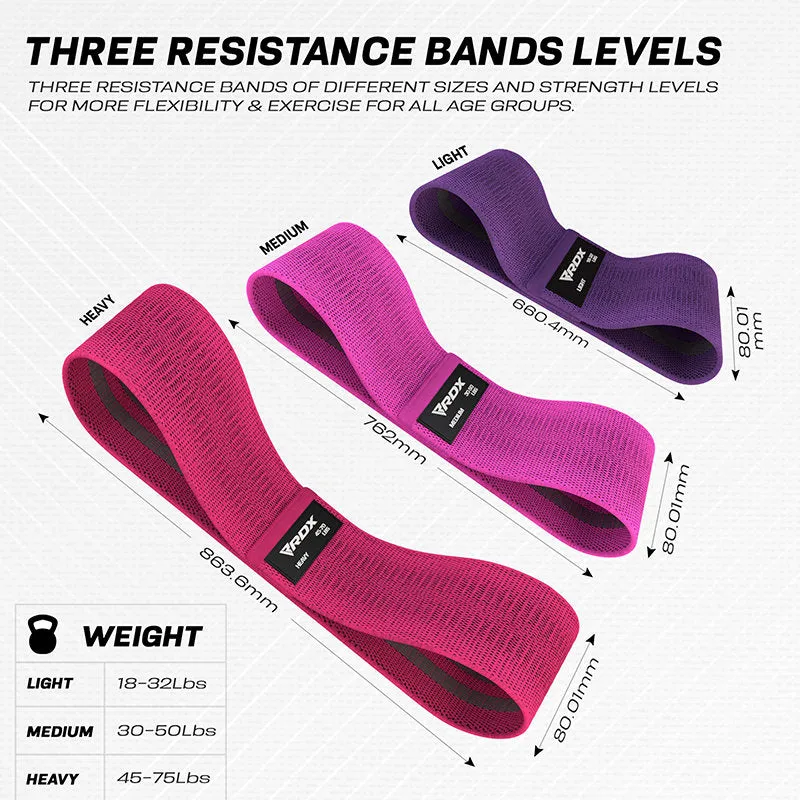 RDX CP Set 3 Bande Elastiche Tessuto Multicolore antiscivolo