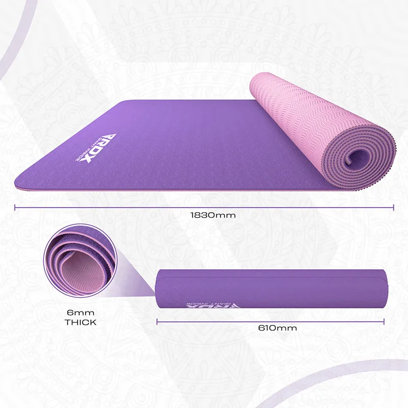 RDX CU Tappetino Yoga TPE 6mm Viola con Borsa